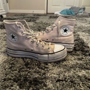 Pink converse high tops platform
